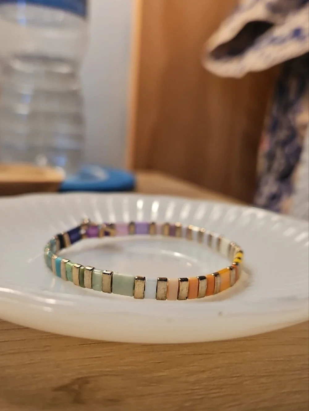 LOFT Multicolor Tiny Tube Bead Bracelet with Gold-Tone Accent